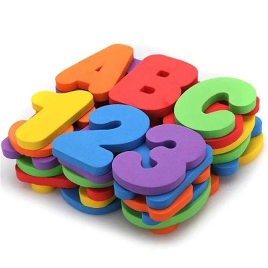 Set da 36 pezzi, giocattolo da bagno con lettere e numeri