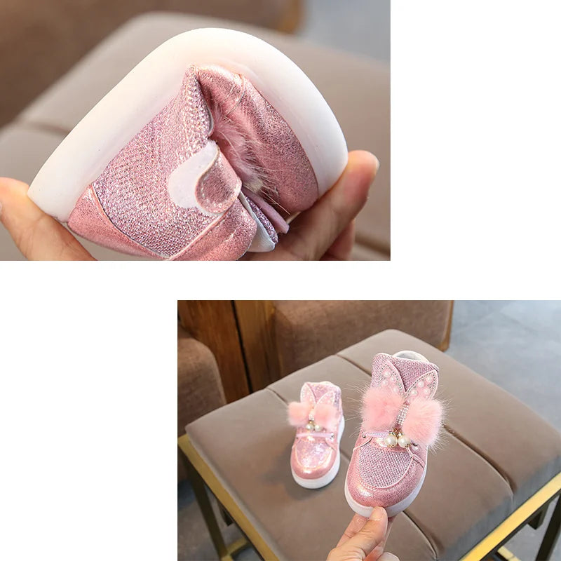 Zapatos luminosos transpirables con LED y purpurina para niños
