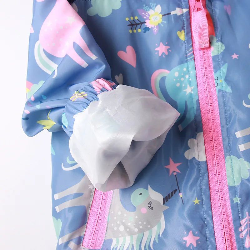 Girls Unicorn Rainbow Hooded Jacket – Ages 2–8