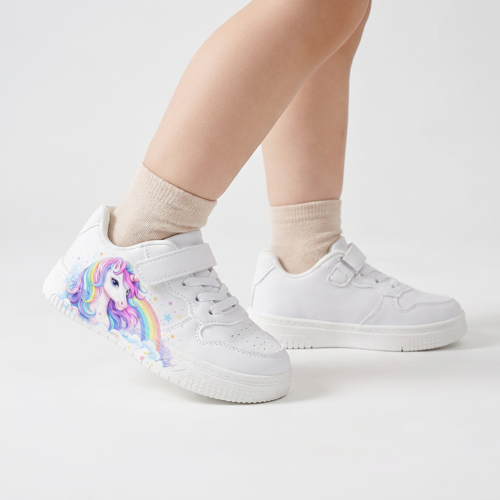 Kids Rainbow Cloud Unicorn Sneakers – Ages 2–12