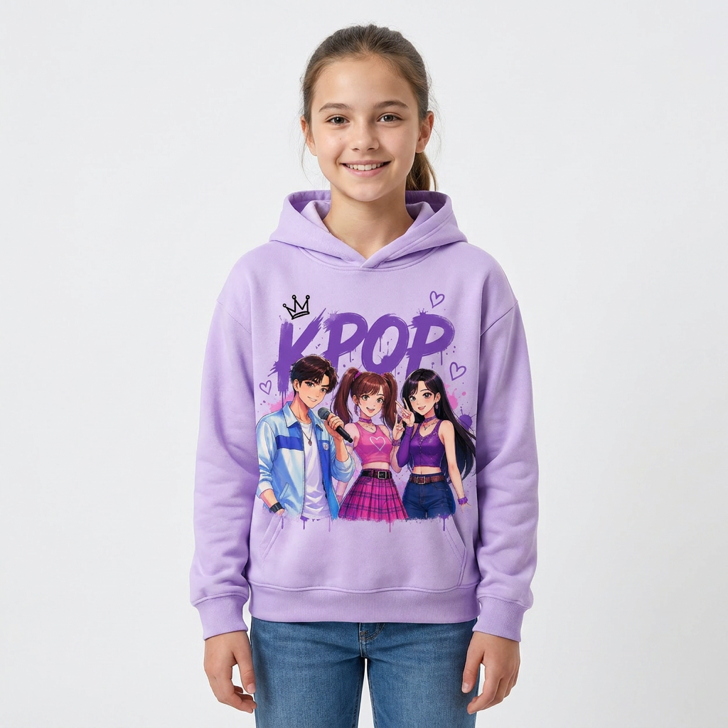 Felpa collezione musica KPop per età da 3 a 14 anni