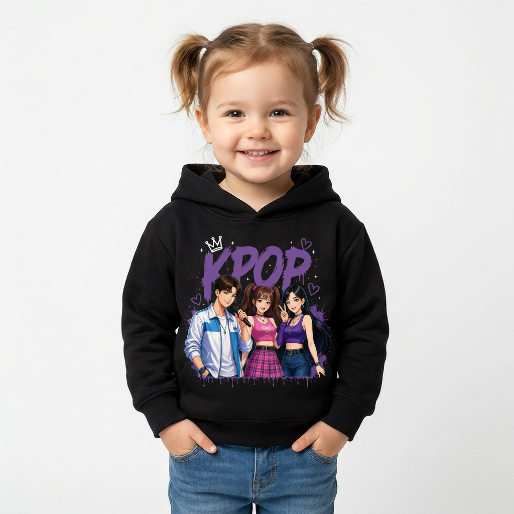 Felpa collezione musica KPop per età da 3 a 14 anni