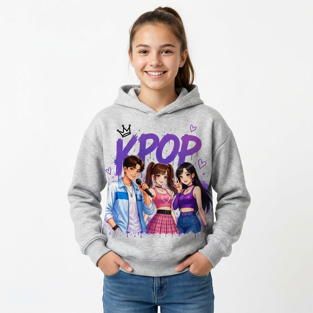Felpa collezione musica KPop per età da 3 a 14 anni