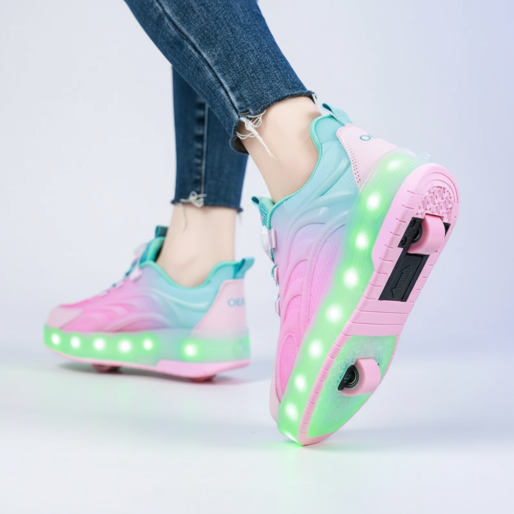LED Roller Skate Sneakers for Kids – USB Rechargeable Ages 5-14