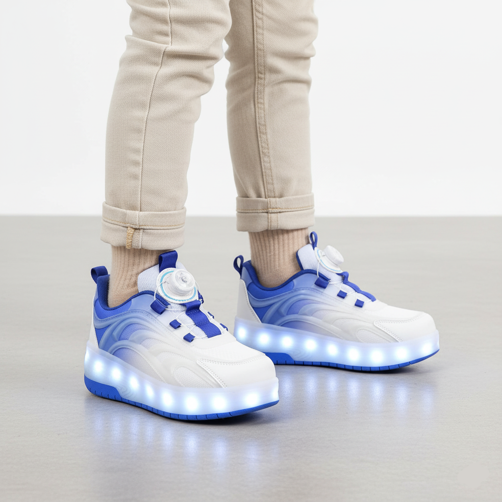 LED Roller Skate Sneakers for Kids – USB Rechargeable Ages 5-14