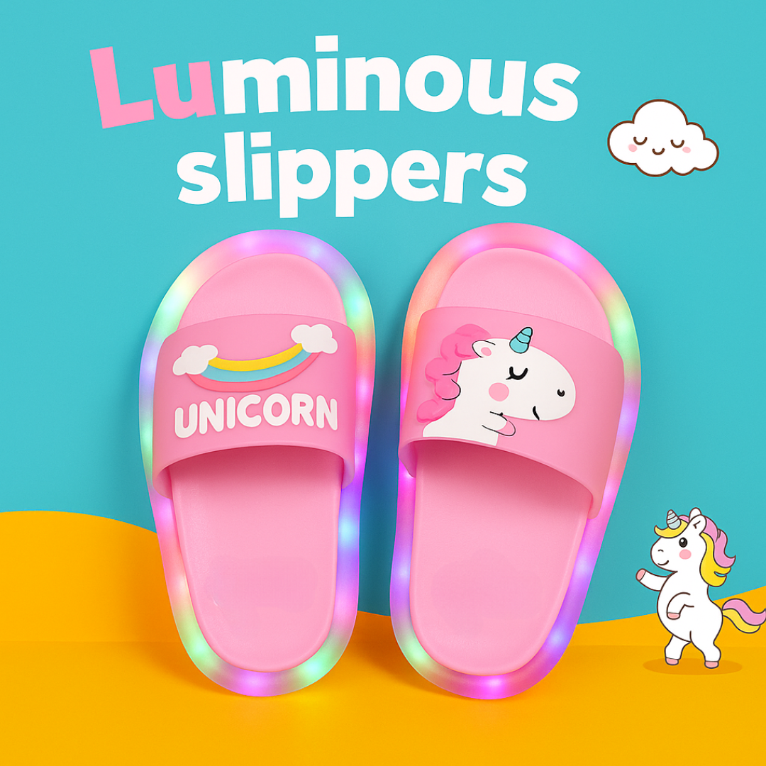 Unicorn LED Light-Up Slippers – Ages 1–8