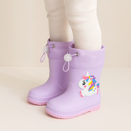 Stivali da pioggia antiscivolo e impermeabili con unicorno, per bambini da 0 a 3 anni.
