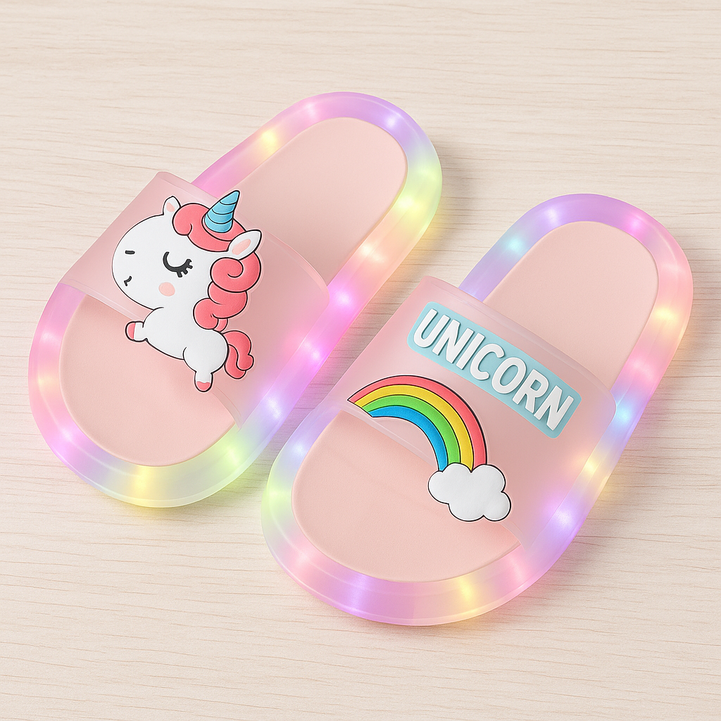 Unicorn LED Light-Up Slippers – Ages 1–8