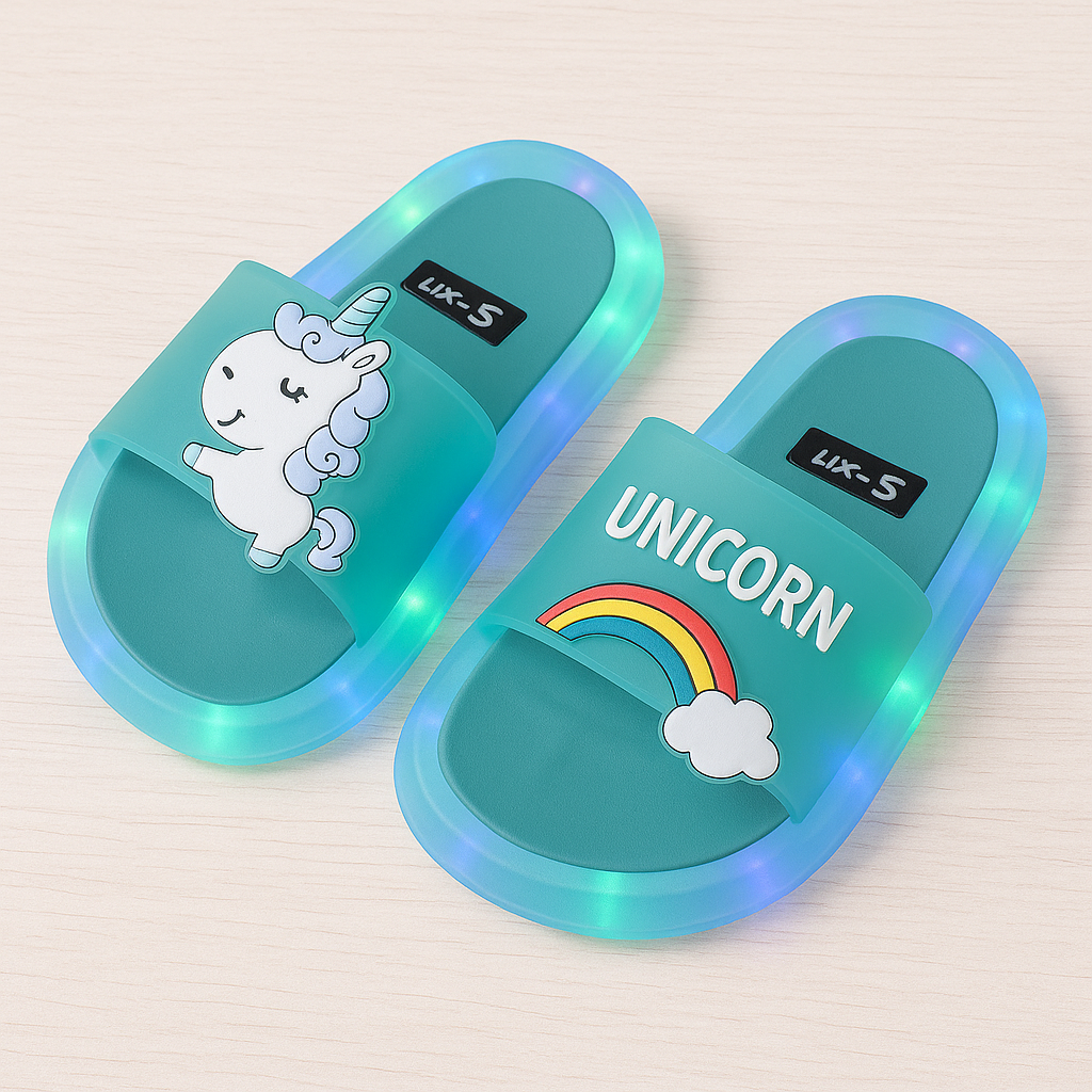 Unicorn LED Light-Up Slippers – Ages 1–8