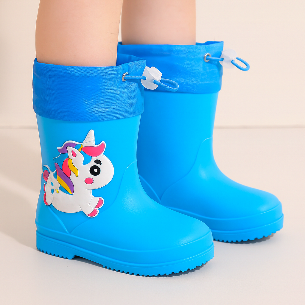 Bottes de pluie imperméables et antidérapantes licorne pour enfants de 0 à 3 ans