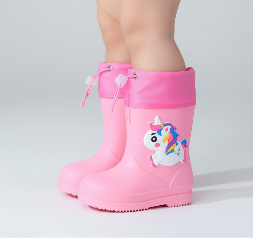 Bottes de pluie imperméables et antidérapantes licorne pour enfants de 0 à 3 ans