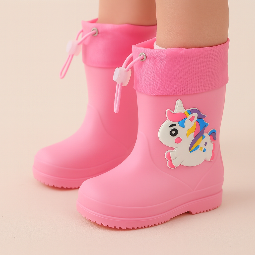 Bottes de pluie imperméables et antidérapantes licorne pour enfants de 0 à 3 ans
