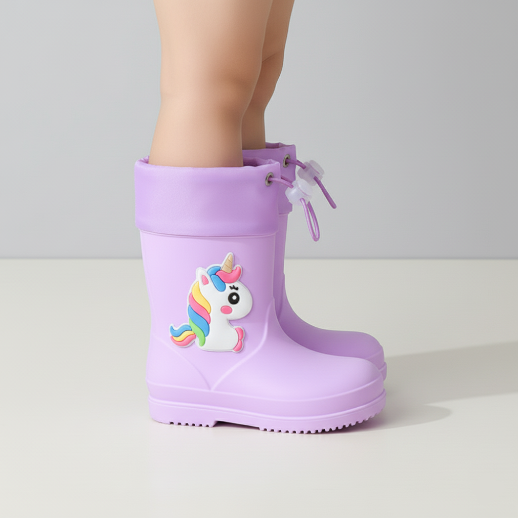 Bottes de pluie imperméables et antidérapantes licorne pour enfants de 0 à 3 ans
