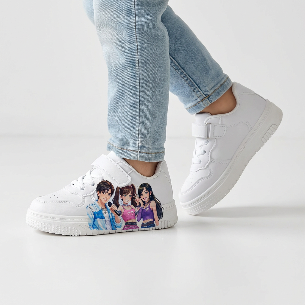 Bijele dječje tenisice – KPop glazbeni stil (2–12 godina)