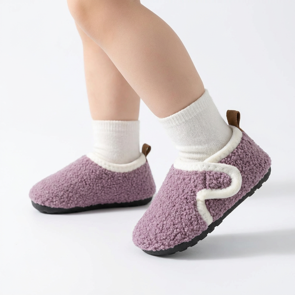 Cozy Plush Indoor Shoes – Anti-Slip (Ages 3–11)