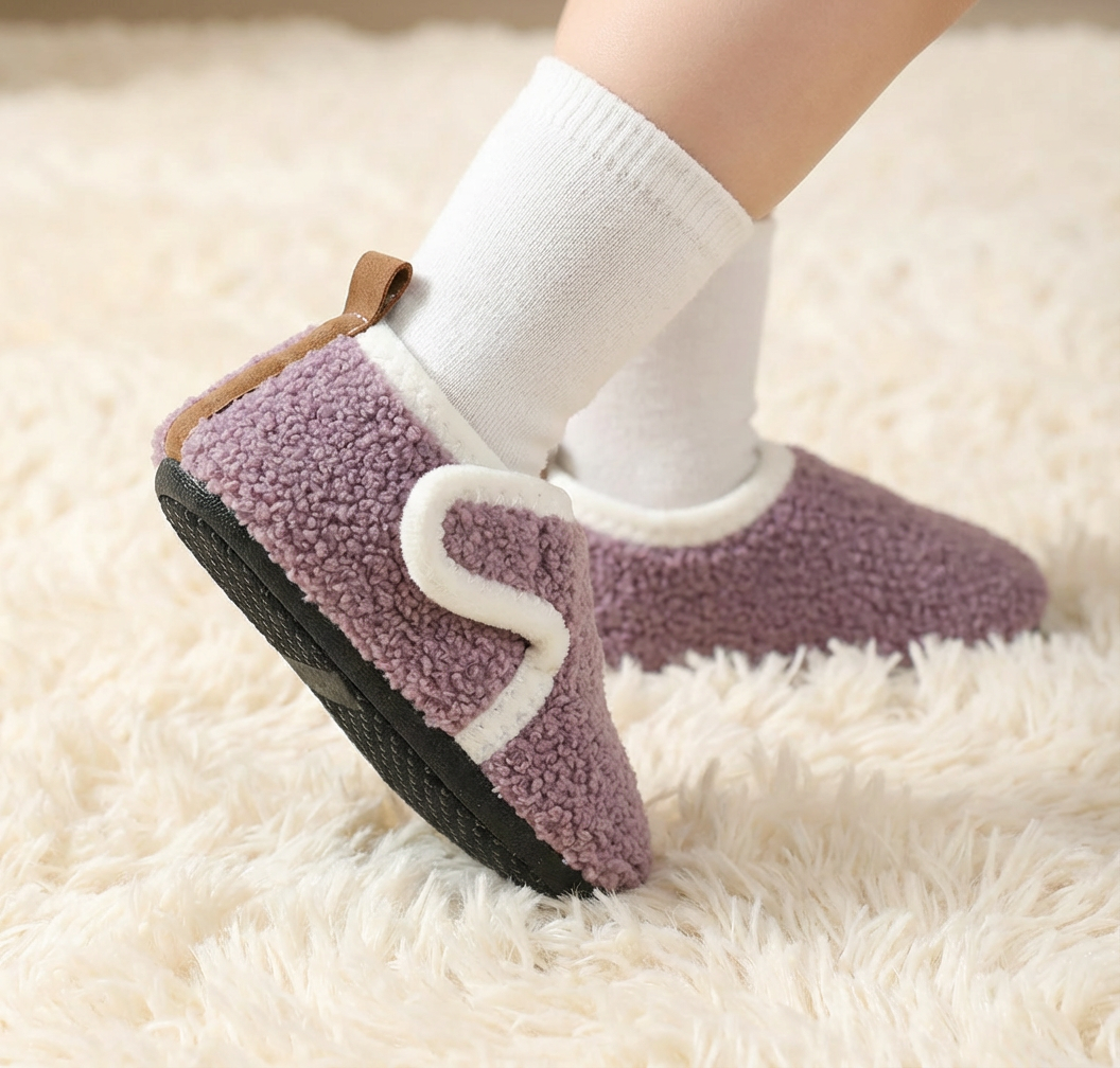 Cozy Plush Indoor Shoes – Anti-Slip (Ages 3–11)
