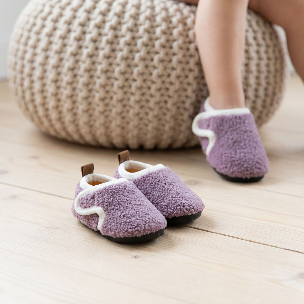 Cozy Plush Indoor Shoes – Anti-Slip (Ages 3–11)