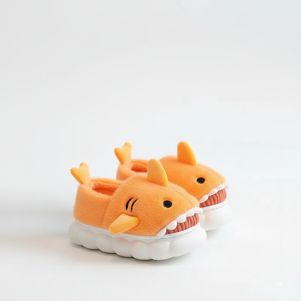 Plush Shark Slippers – Warm & Non-Slip (Ages 3–14)