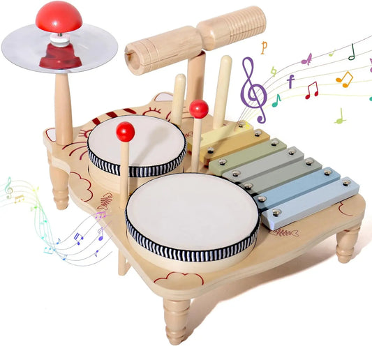 Set di strumenti a percussione Montessori giocattolo in legno per bambini multivariante