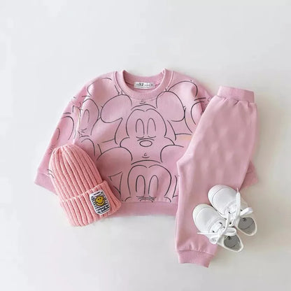 Conjunto de chándal de 2 piezas con sudadera y pantalón de dibujos animados para niños multivariante