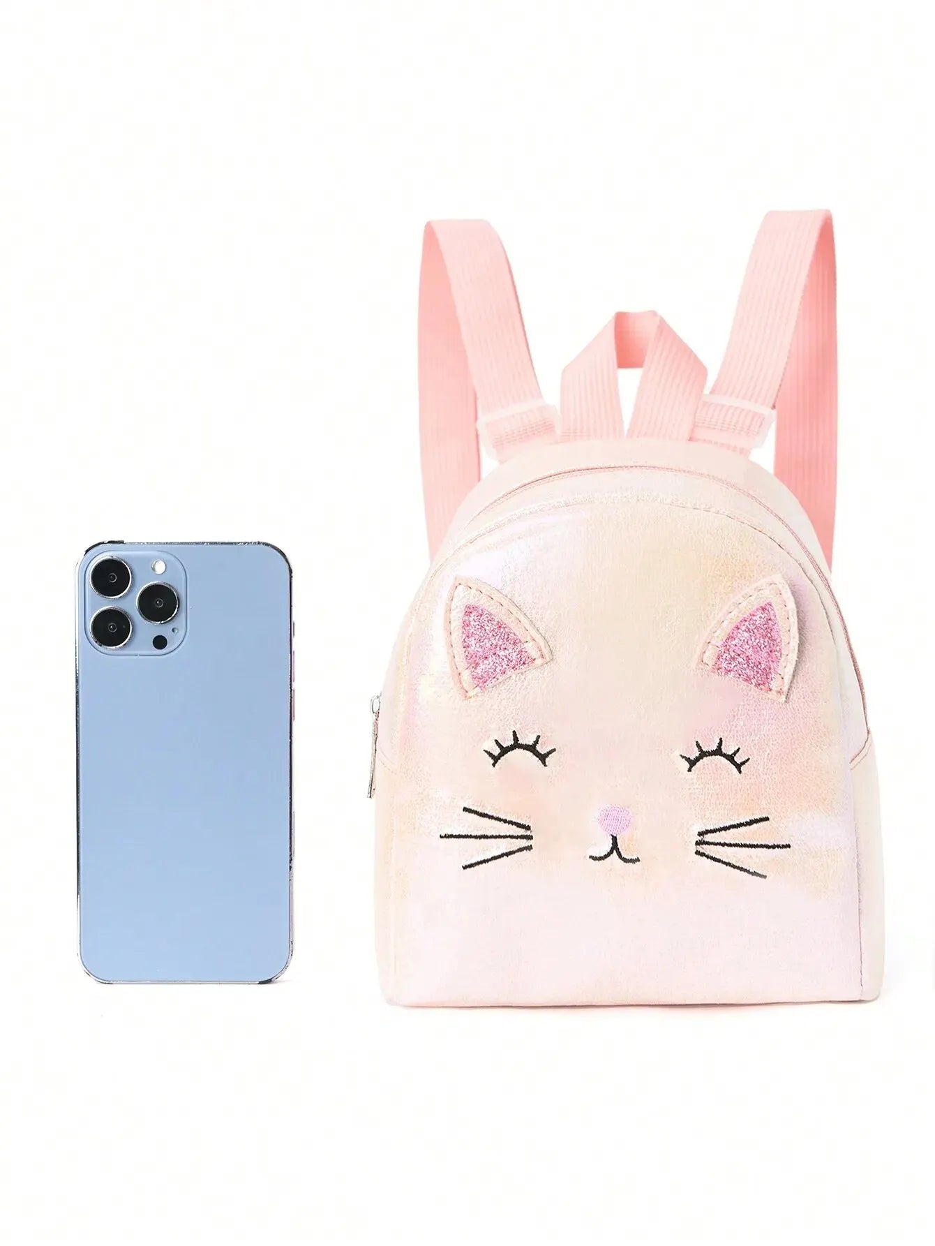 Mochila o bolso de mano con minigato bordado para niñas