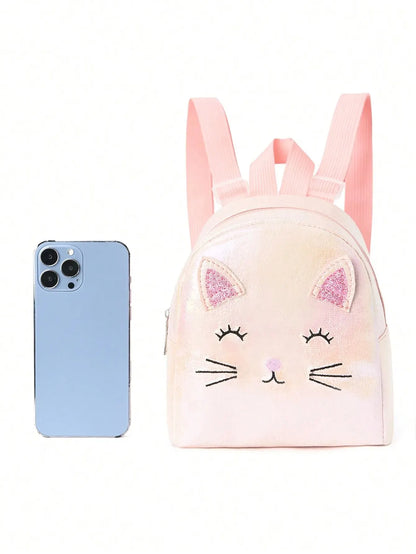 Mochila o bolso de mano con minigato bordado para niñas