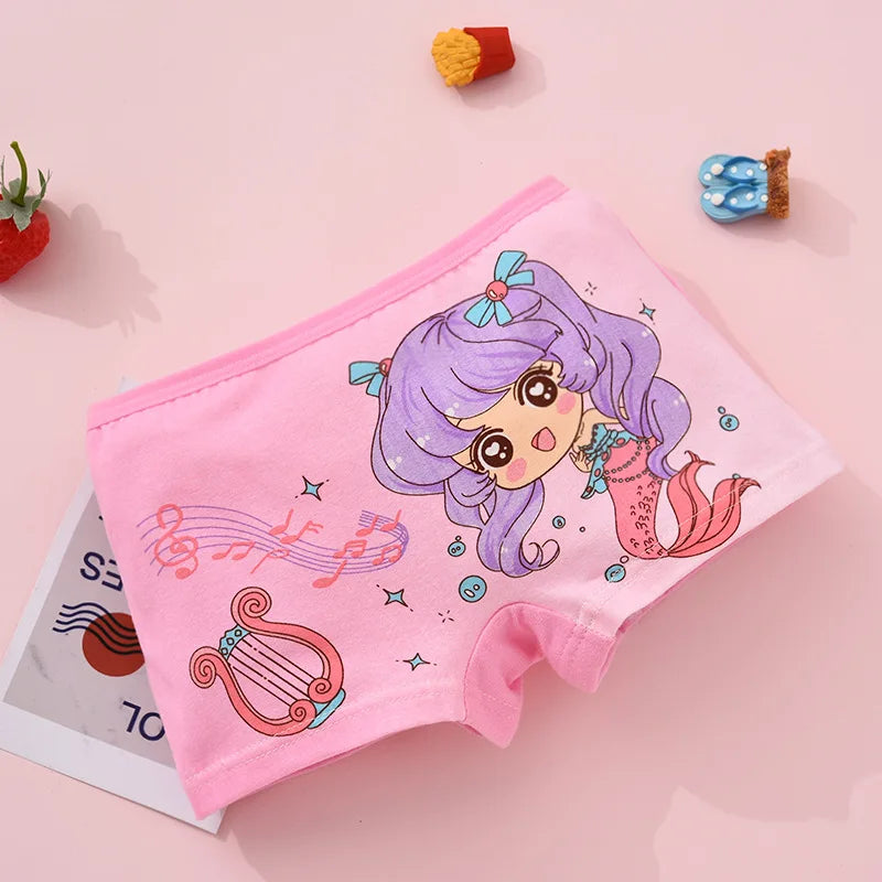 Girls Mermaid Cotton Boxer Pack 4 Pcs – Ages 2–10