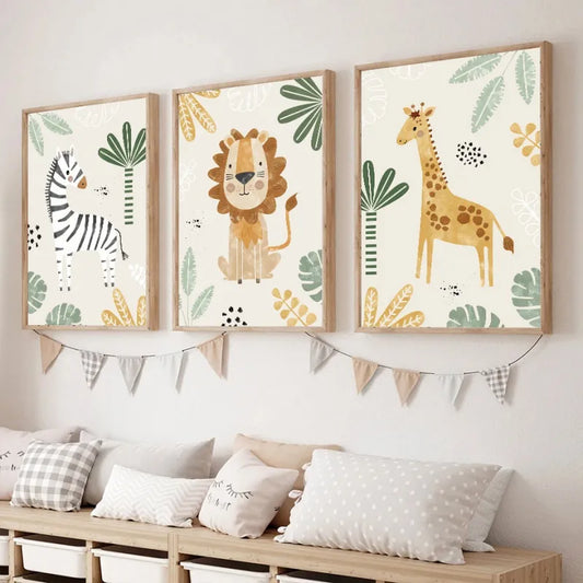 Cuadro decorativo "Animales de la selva" Multivariante