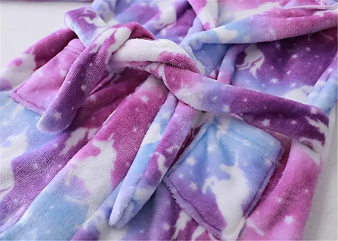 Kids Hooded Unicorn Bathrobe – Ages 2–11