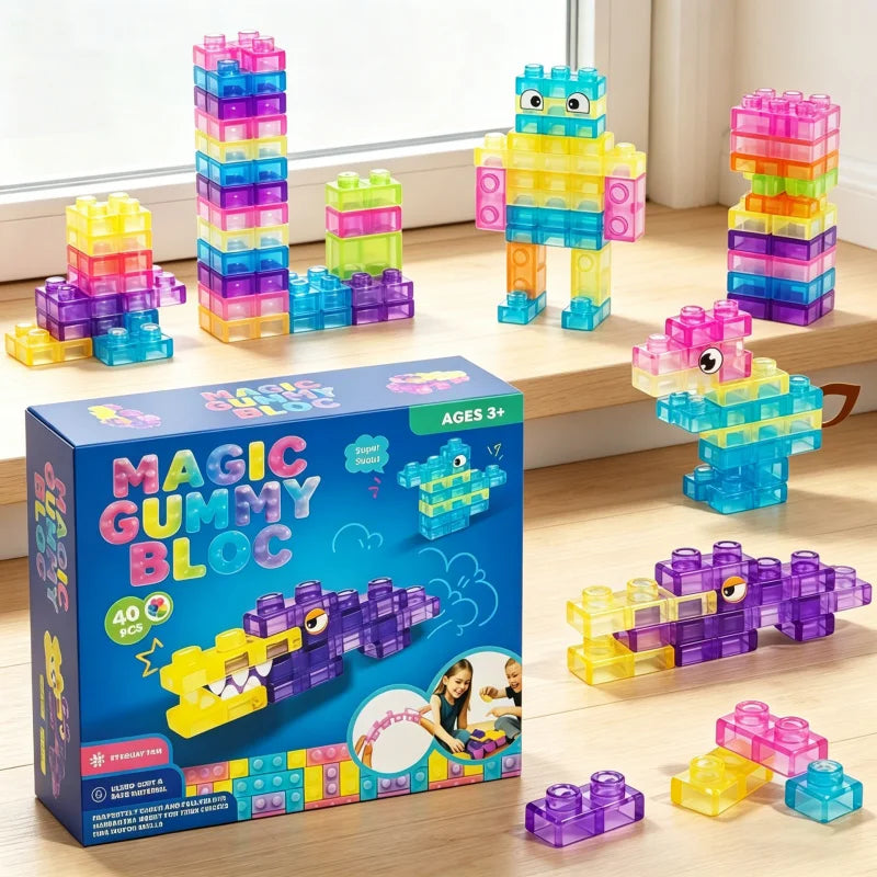 40-Piece Squishy Sensory Block Set – Toddlers