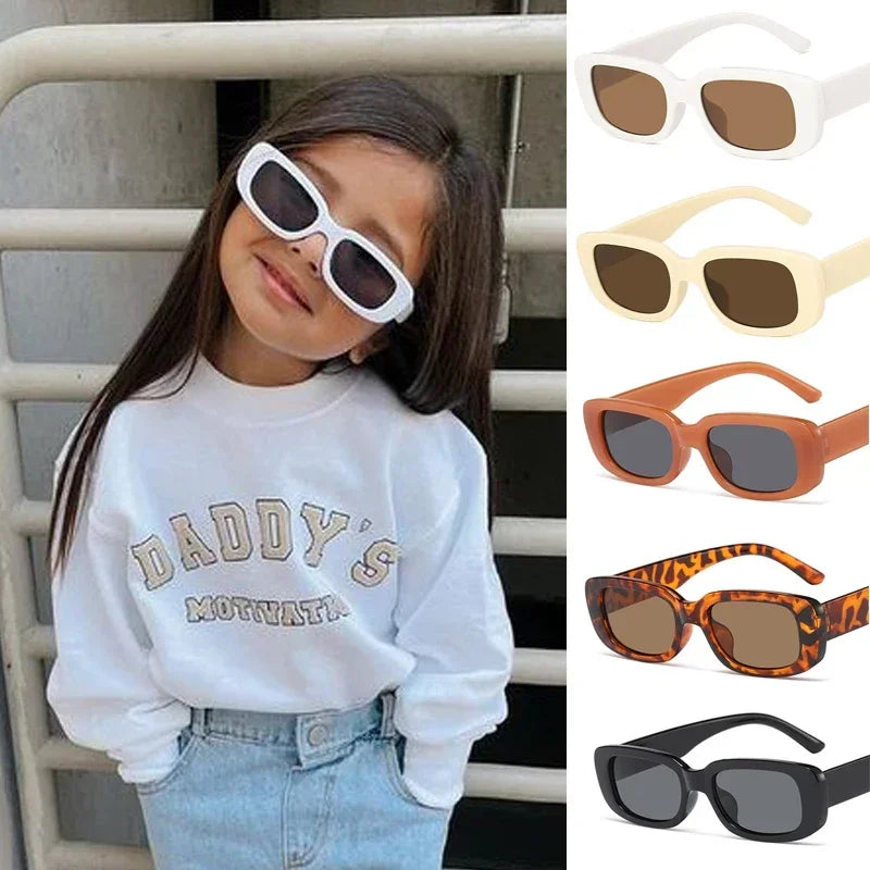 Kids Vintage Rectangle Sunglasses – UV400 Protection