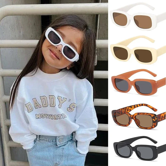 Kids Vintage Rectangle Sunglasses – UV400 Protection
