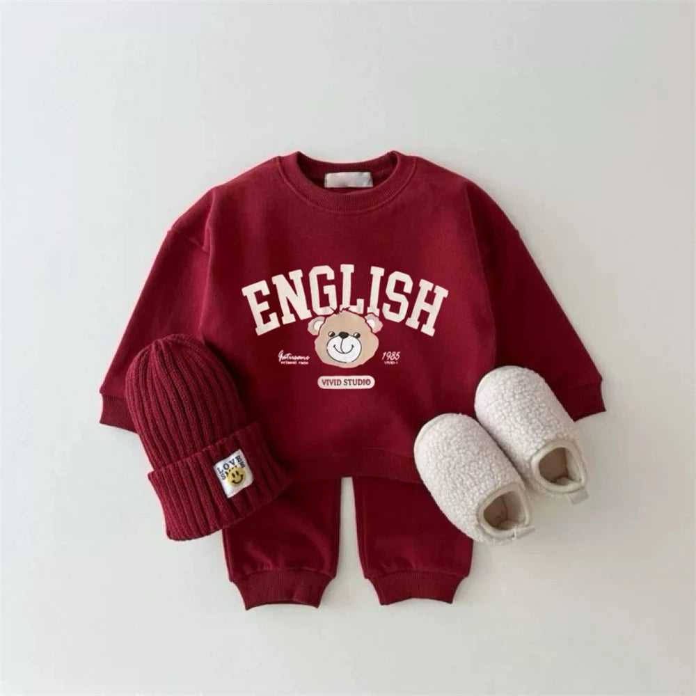 Kids Bear Hoodie & Pants Set – 6M–6 Years