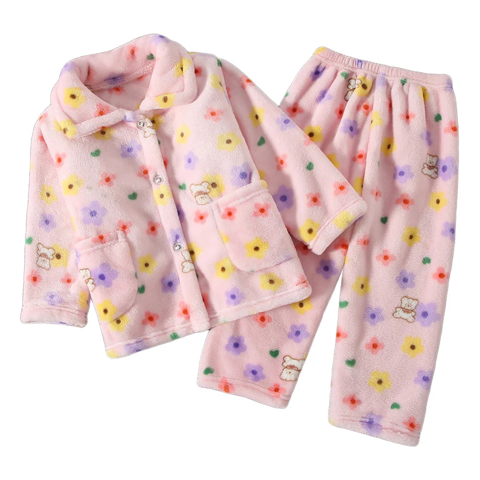 Pijama infantil de forro polar coral – Edades de 3 a 10 años