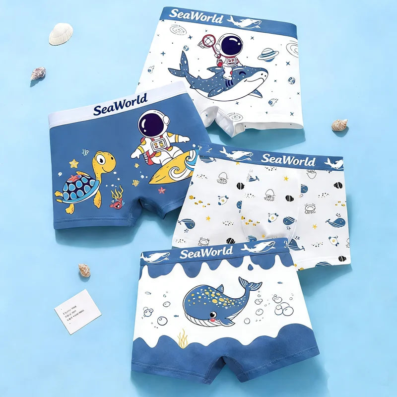 Boys Cotton Boxer Pack 4 Pcs – Ages 2–14