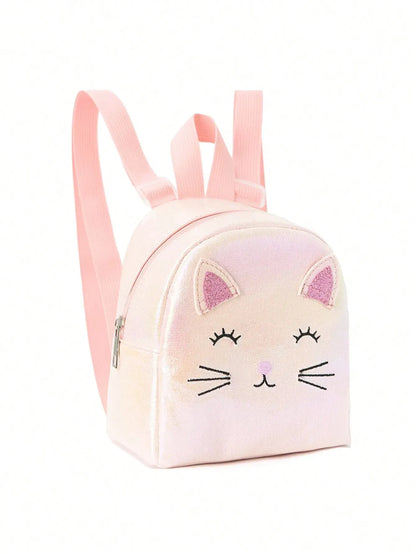 Mochila o bolso de mano con minigato bordado para niñas