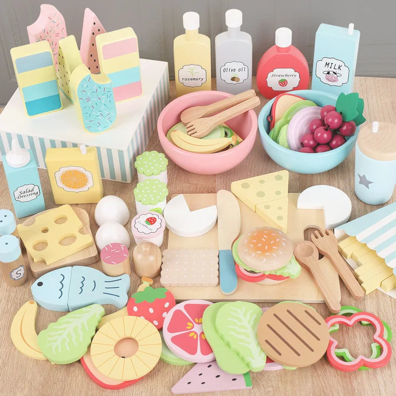 Comida de madera para niños de juguete multivariante
