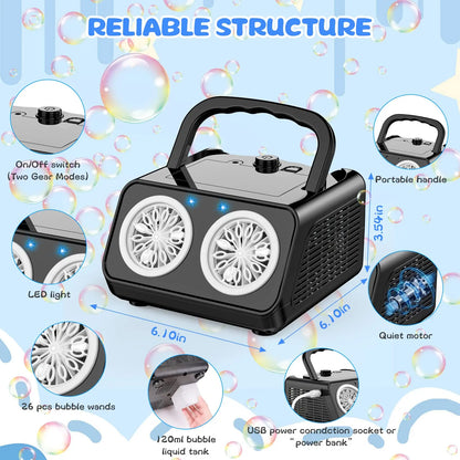 Portable Automatic Bubble Machine with LEDs multivariant