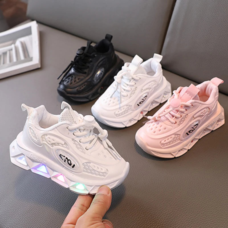 Zapatillas deportivas transpirables con LED multicolor para niños