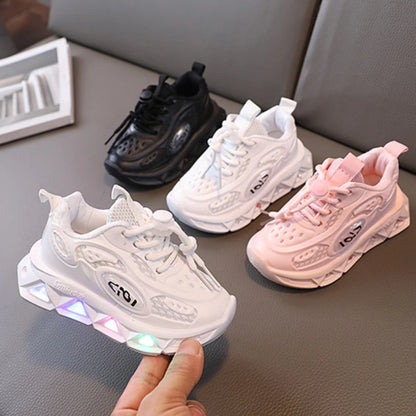 Zapatillas deportivas transpirables con LED multicolor para niños