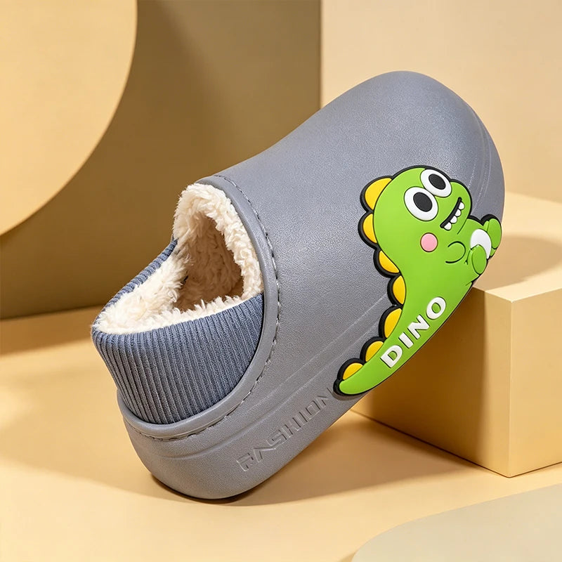 Zuecos infantiles con forro polar y estampado de dibujos animados – Edades de 2 a 10 años
