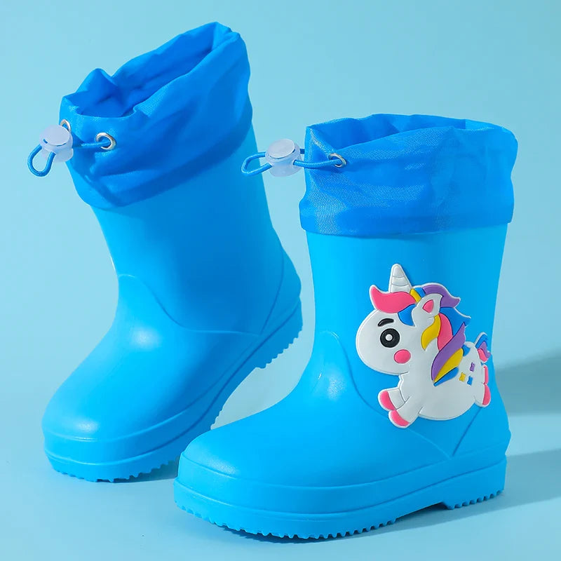 Bottes de pluie imperméables et antidérapantes licorne pour enfants de 0 à 3 ans