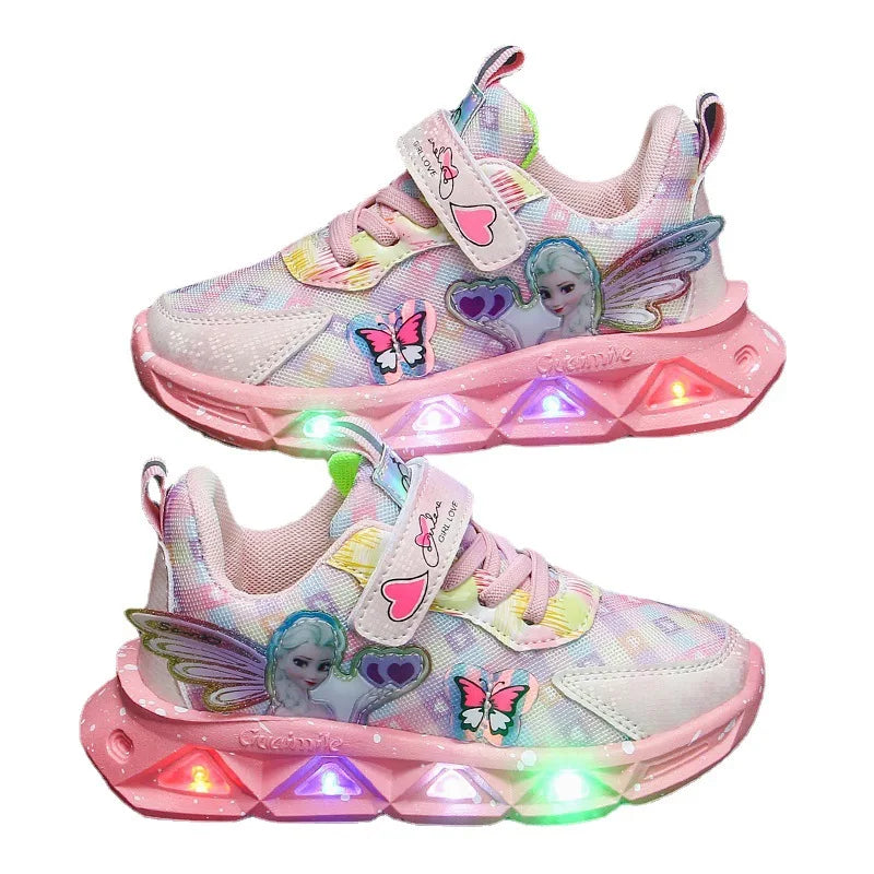Scarpe da ginnastica traspiranti con LED a forma di cartone animato per bambini