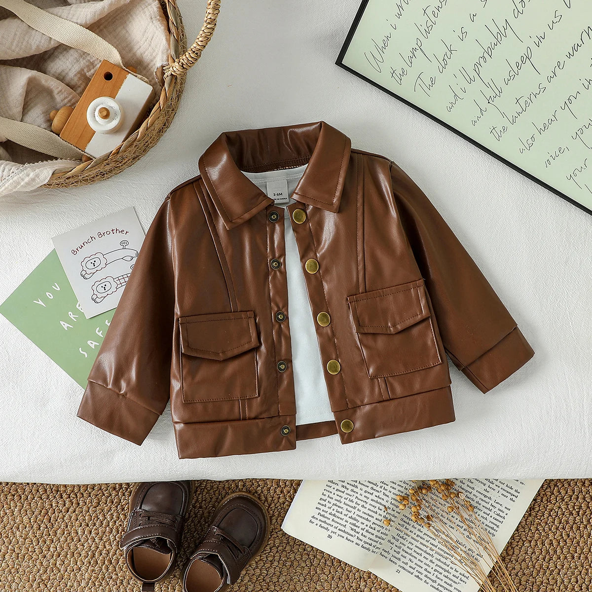 Baby Boys Stand Collar Jacket – Ages 3M–3Y