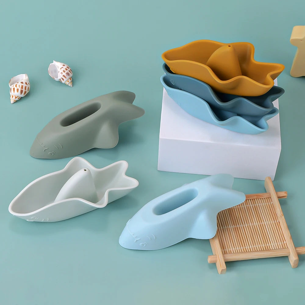 Bath Toy Set of 3 Silicone Sharks Multivariant