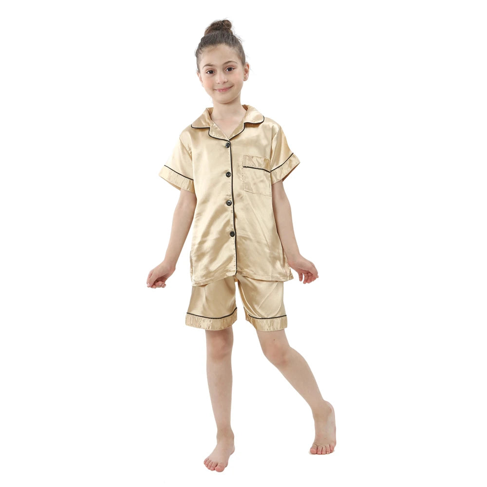 Kids Satin Pajama Set – Ages 3–14
