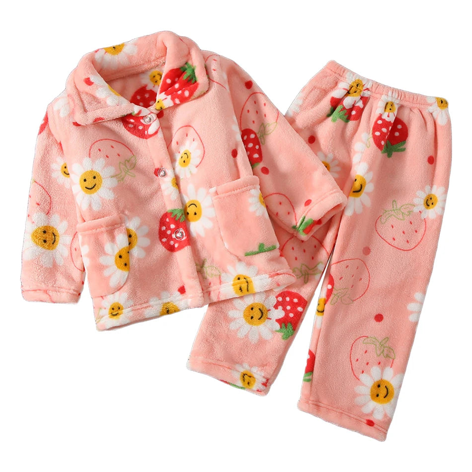 Pijama infantil de forro polar coral – Edades de 3 a 10 años
