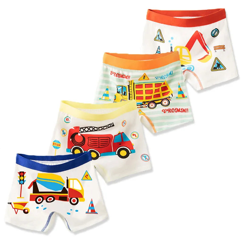 Baumwoll-Boxershorts für Jungen, 4er-Pack – Alter 3–14