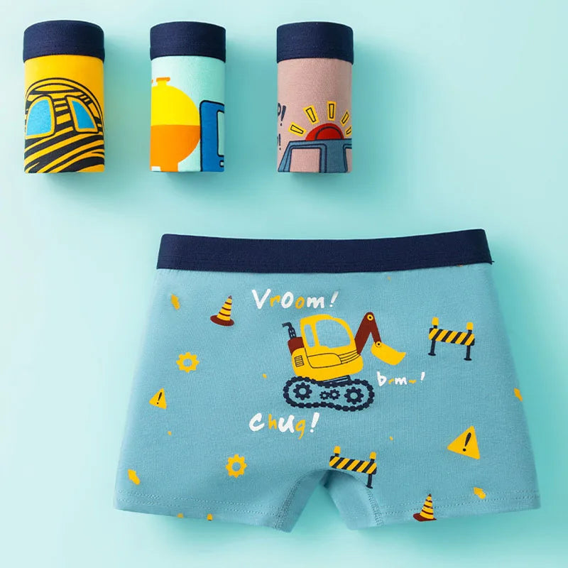 Baumwoll-Boxershorts für Jungen, 4er-Pack – Alter 3–14