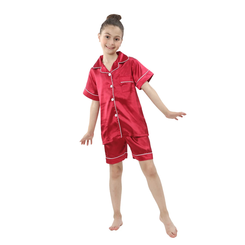 Kids Satin Pajama Set – Ages 3–14